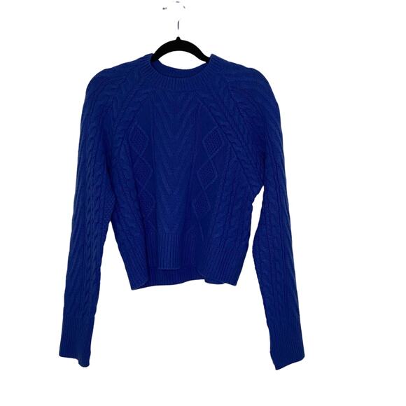 Rag & Bone Blue 100% Cashmere Pierce Cable Knit Sweater Size Medium Fisherman - Picture 2 of 8